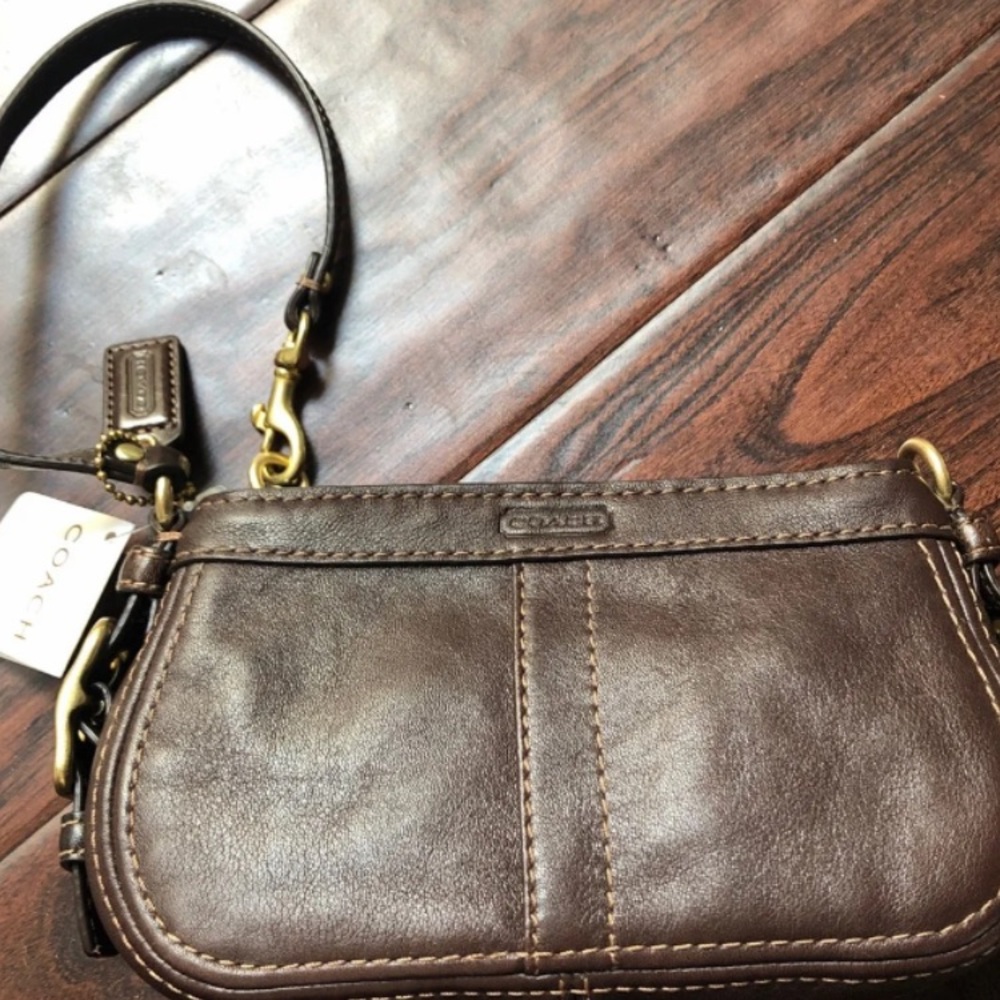 Coach Brown Leather Wristlet NWT